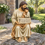 Saint Joseph & Child Jesus Resin Figurine – Strong Hands, Faithful Heart Christian Home Decor