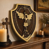Guardian Michael Wood Carving - Handcrafted Spiritual Shield & Heirloom Gift