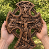 Hand-Carved Beechwood “Hand of Redemption” Crucifix | The Passion and Divine Grace of Christ
