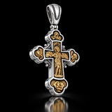 Angelic Guardian Cross Necklace – Two-Tone Sacred Relief Christian Pendant