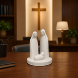 Minimalist Matte White Ceramic Holy Family Nativity Statue