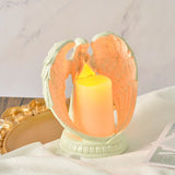 Angel Candle Holder with LED Candle, Battery-Powered, Angel Memorial Gifts, Angel Wing Praying Statue for Home Decoration