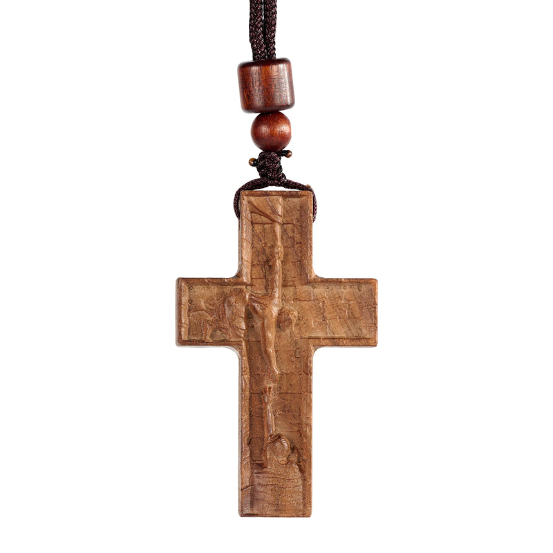 Wooden Savior Cross Necklace