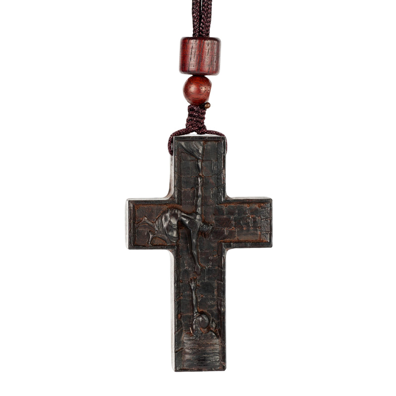 Wooden Savior Cross Necklace