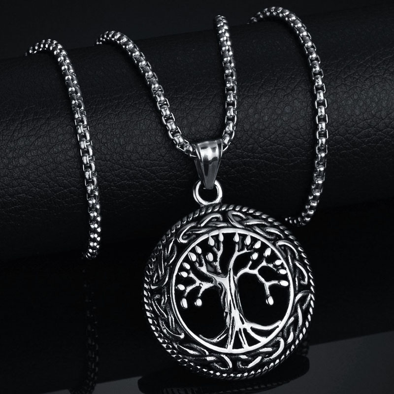 Baum des Lebens Halskette Anhänger Edelstahl Schutz Lucky Talisman Keltischer Schmuck für Männer Frauen