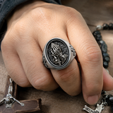 925K Sterling Silver Praying Hands Ring - Christian Symbol of Faith and Devotion