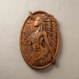 俯拍平铺原住民女性木雕