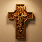 质感米色墙近景升天十字架