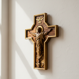 简约白墙近景升天十字架