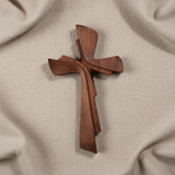 高端亚麻布背景现代木质十字架
