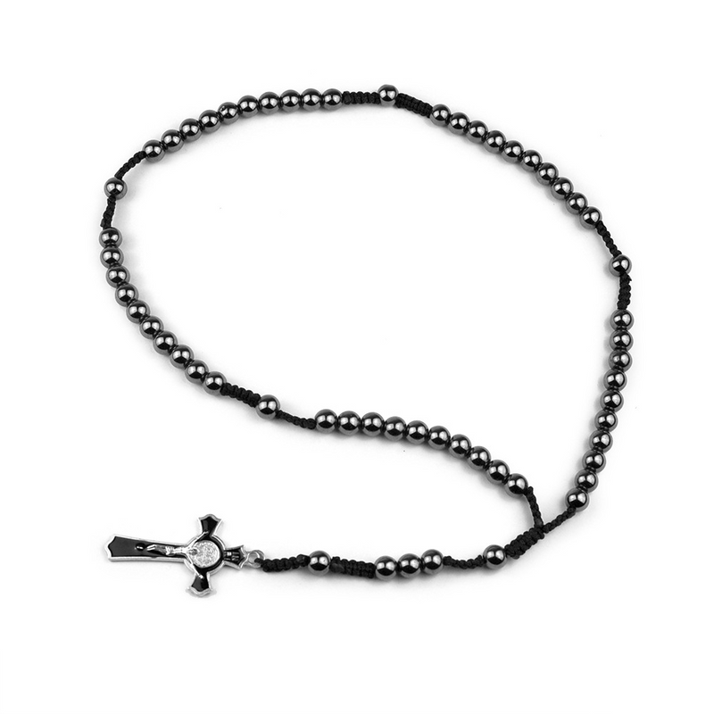 Black gallstone rosary five-segment hand-held rosary cross pendant