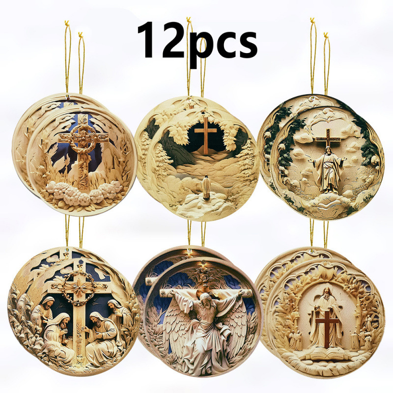 Wooden Christmas Nativity Pendant Wall Decoration Wall Hanging