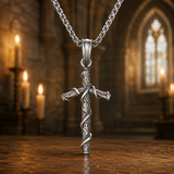 Vintage Thorn-Wrapped Cross Necklace – Christian Faith Pendant for Men and Women