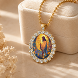 Floral Framed Jesus Pendant Necklace