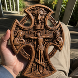 Hand-Carved Beechwood “Hand of Redemption” Crucifix | The Passion and Divine Grace of Christ