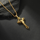 Golden St. Benedict Exorcism Cross - Blessings to you and your family