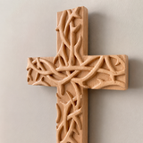 Hand-Carved Beechwood Crown of Thorns Wall Cross
