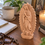 Our Lady of Guadalupe Hand-Carved Solid Beechwood Statue – Catholic Prayer & Home Blessing Decor