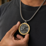 Two-Tone St. Michael Archangel Protection Medal Stainless Steel Necklace - faith-inspired design detail