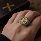Saint Benedict Medal Stainless Steel Cross Ring