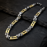 Men's Cross Byzantine Chain Titanium Steel Set, Christian Faith Bracelet & Necklace, Vintage Hollow Cross Religious Jewelry