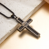 Modern Cable Wire Inlay Cross Pendant Necklace