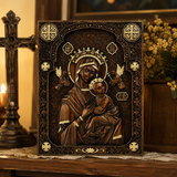 Our Lady of Perpetual Help Wood Art - Hand-Carved Catholic Gift - Mother Mary Comfort Figure