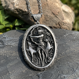 Artemis Greek Goddess Pendant Necklace, Vintage Pure Tin Mythology Necklace