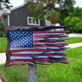 American Flag Solid Wood Engraved Wall Hanging: Independence Day Declaration of Glory