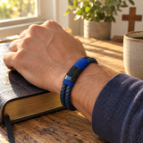 Blue Braided Leather Cross Bracelet – A Daily Reminder of Faith