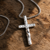 Twisted Hammered Textured Cross Pendant Necklace