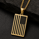 🇺🇸 American Flag Dog Tag Pendant Necklace
