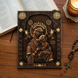 Our Lady of Perpetual Help Wood Art - Hand-Carved Catholic Gift - Mother Mary Comfort Figure
