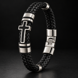 Men’s Black Braided Cross Bracelet – Christian Faith Reminder Wristband