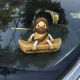 Handcrafted Jesus Car Display Number Plate Ornament, Made from Walnut and Beech Wood