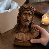 Boxwood Jesus Crown with Thorns Half-Length Desktop Ornament