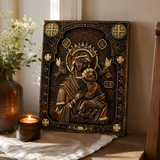Our Lady of Perpetual Help Wood Art - Hand-Carved Catholic Gift - Mother Mary Comfort Figure
