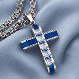 Regal Byzantine Chain Baguette Zircon Cross Pendant Necklace for daily faith wear and Christian gifting