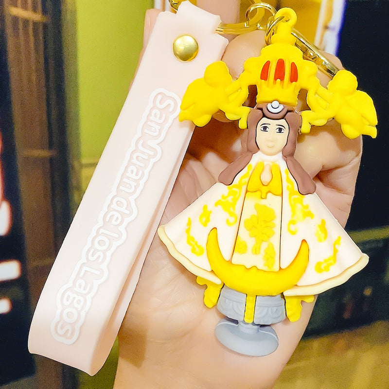 Cartoon Jesus Our Lady Silicone Keychain Backpack Small Pendant Gift