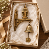 Our Lady of Grace Wall Bell – Antique Gold Marian Door Blessing Decor