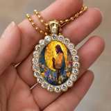 Floral Framed Jesus Pendant Necklace for daily faith wear and Christian gifting