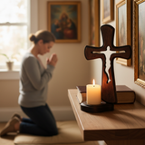 Beechwood Cross Candle Holder: Bearing Faith in Wood, Kindling Devotion with Light