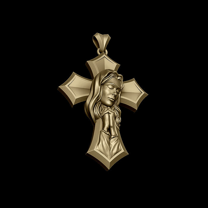 Crucifixion Prayer Necklace Madonna Prayer S925K Silver Necklace