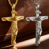 S925K Sandblasted Silver Jesus Crucifix Pendant