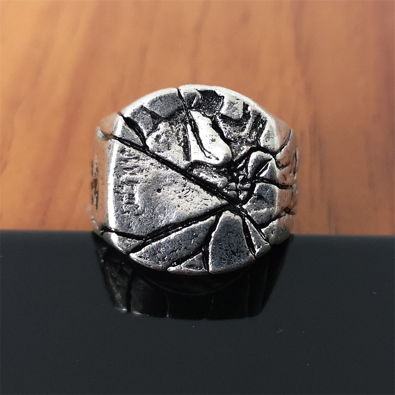 Vintage Jewellery Ring Alloy Crackle Vintage Hand Jewellery Men's domineering personality square index finger ring index finger