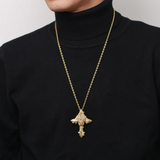 Rose Cross Iced Out Pendant Necklace – Divine Love & Eternal Devotion