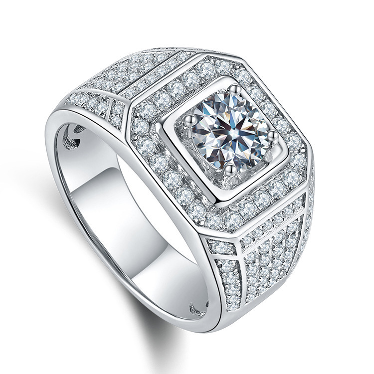 One Carat Super Luxury Moissanite Diamonds Men's Ring