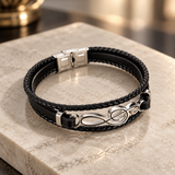 Men's Treble Clef Leather Bracelet – Stainless Steel Music Note Jewelry, A Meaningful Gift for Music Lovers