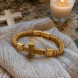 Men’s Stainless Steel Cross Chain Bracelet – Bold Christian Faith & Strength Jewelry