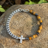 Men's Tiger Eye Cross Bracelet